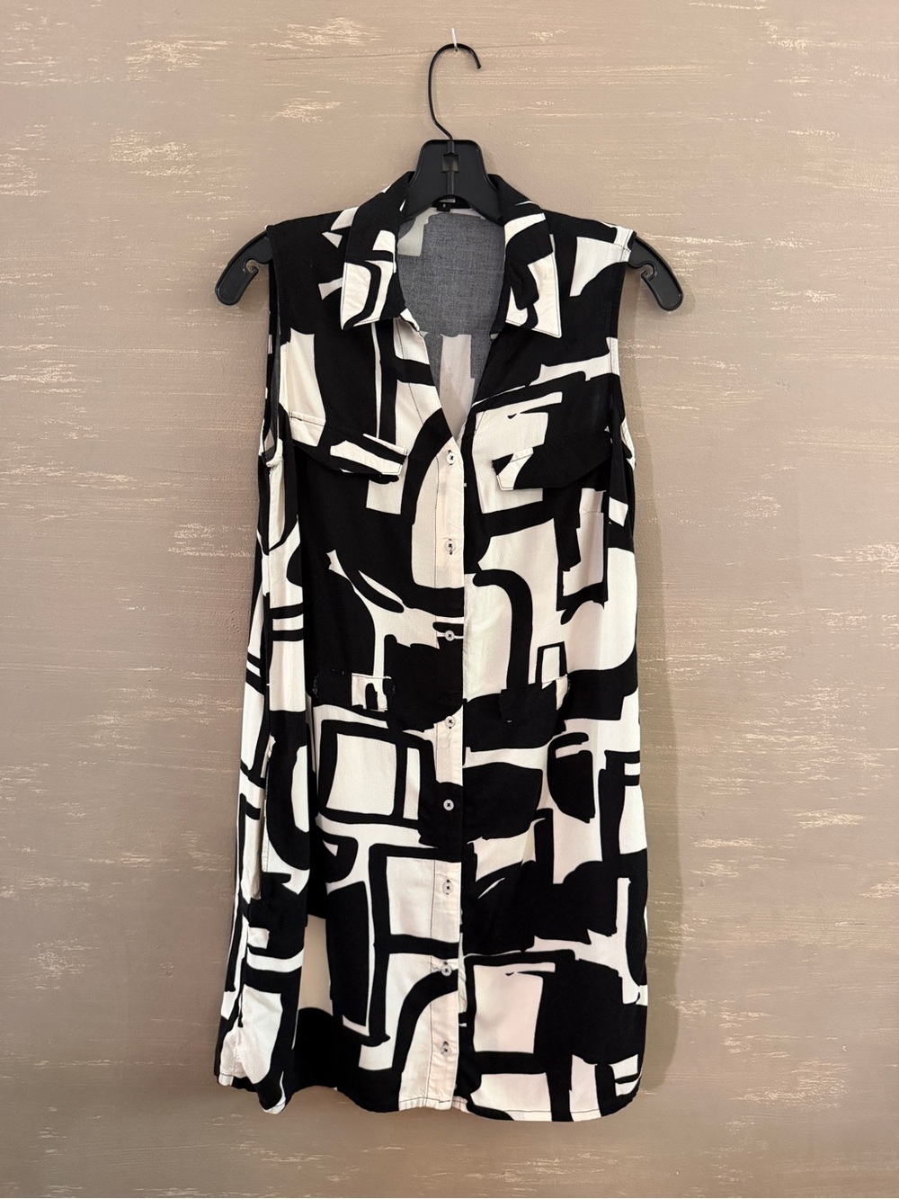 Vintage DG Dolce & Gabbana Black and White Button Geometric sleeveless dress S